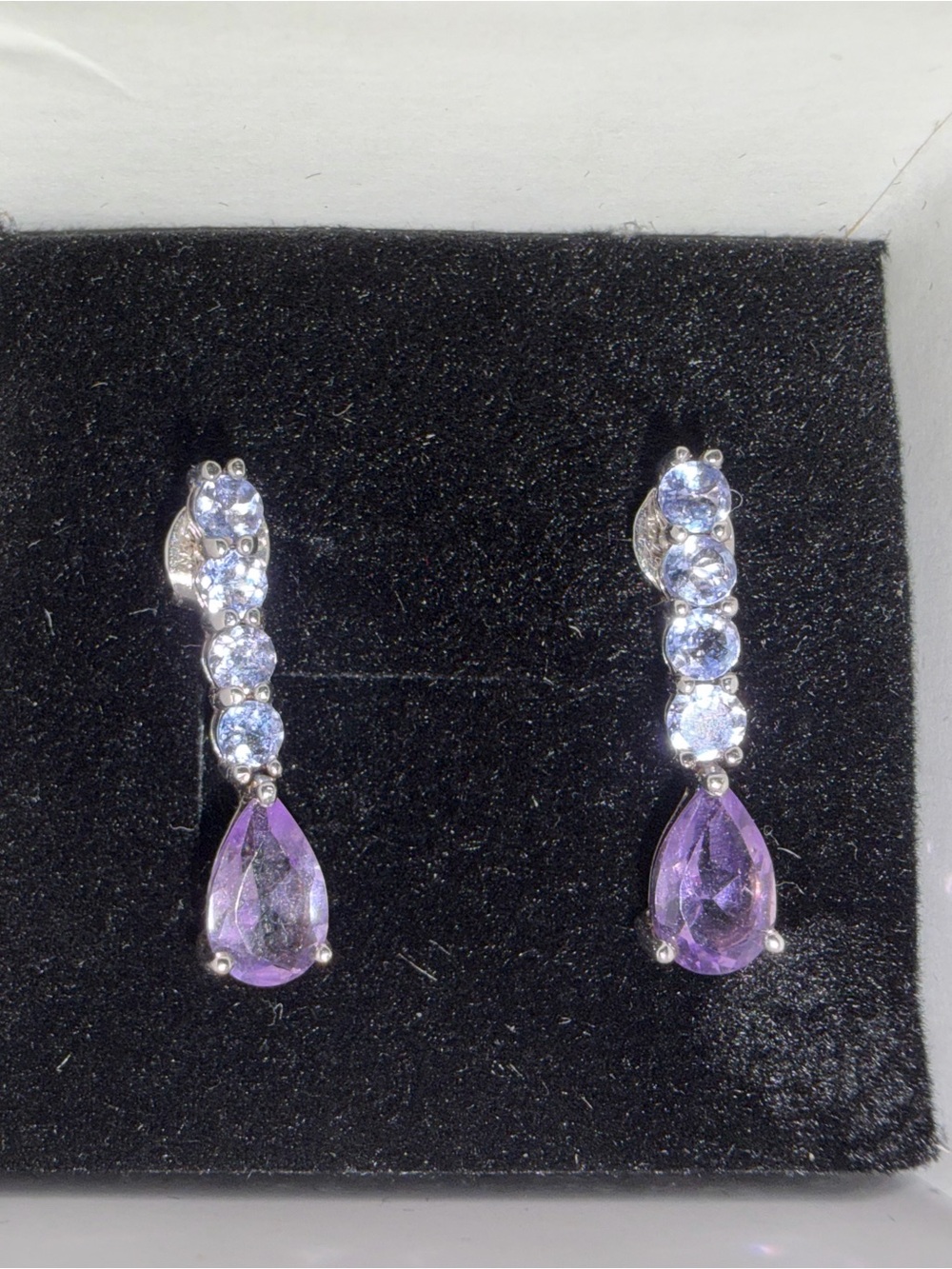 Tanzanite and Amethyst Drop Earrings - Women Jewelry